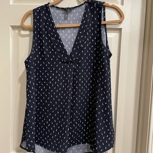 Ann Taylor Navy Tank Top with White Print